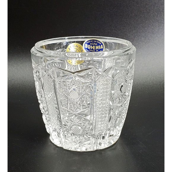 Bohemia Vintage Czechoslovakia Hand Cut Lead Crystal Jar with Lid Original Label - Picture 2 of 6